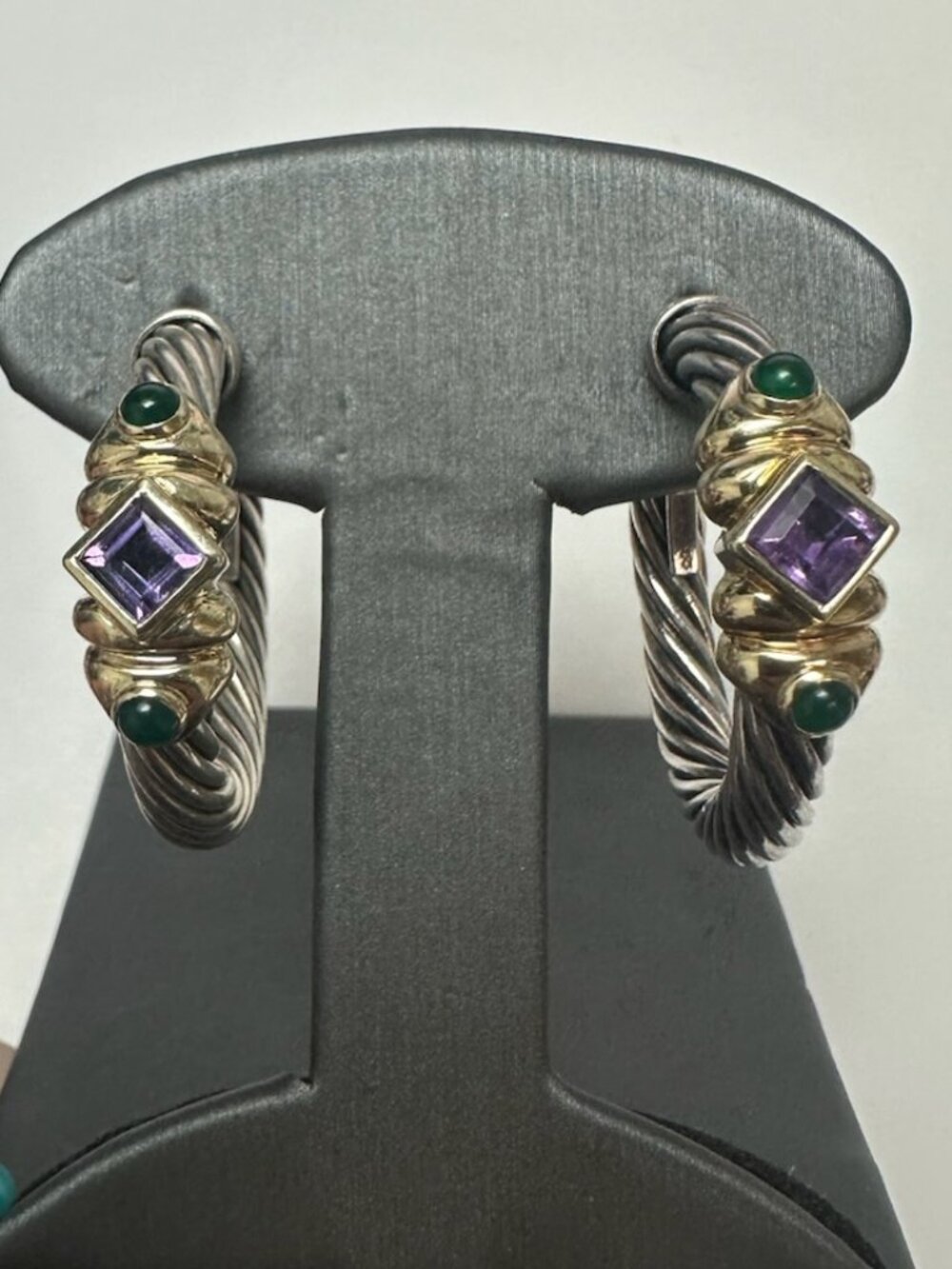 David Yurman Renaissance Amethyst & Onyx Earrings